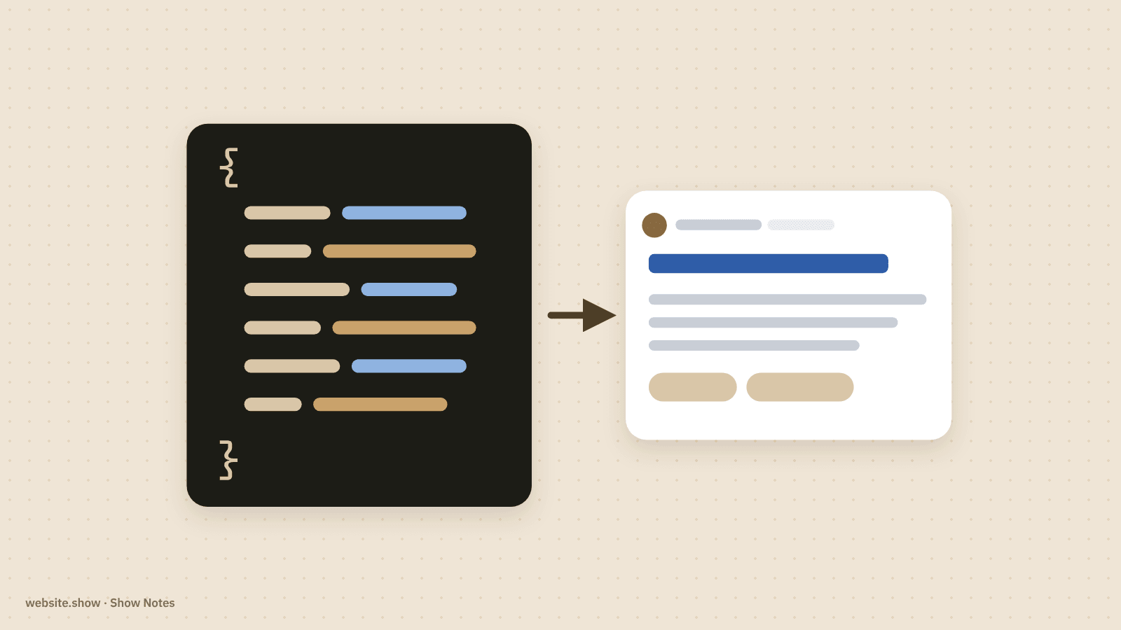 A block of JSON-LD code turned into a search result card for an app, with the app's details shown under the title.